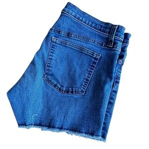 J.Crew Mid-Rise Cutoff Jean Shorts Size 31 Medium Wash 3” Inseam Raw Hem
